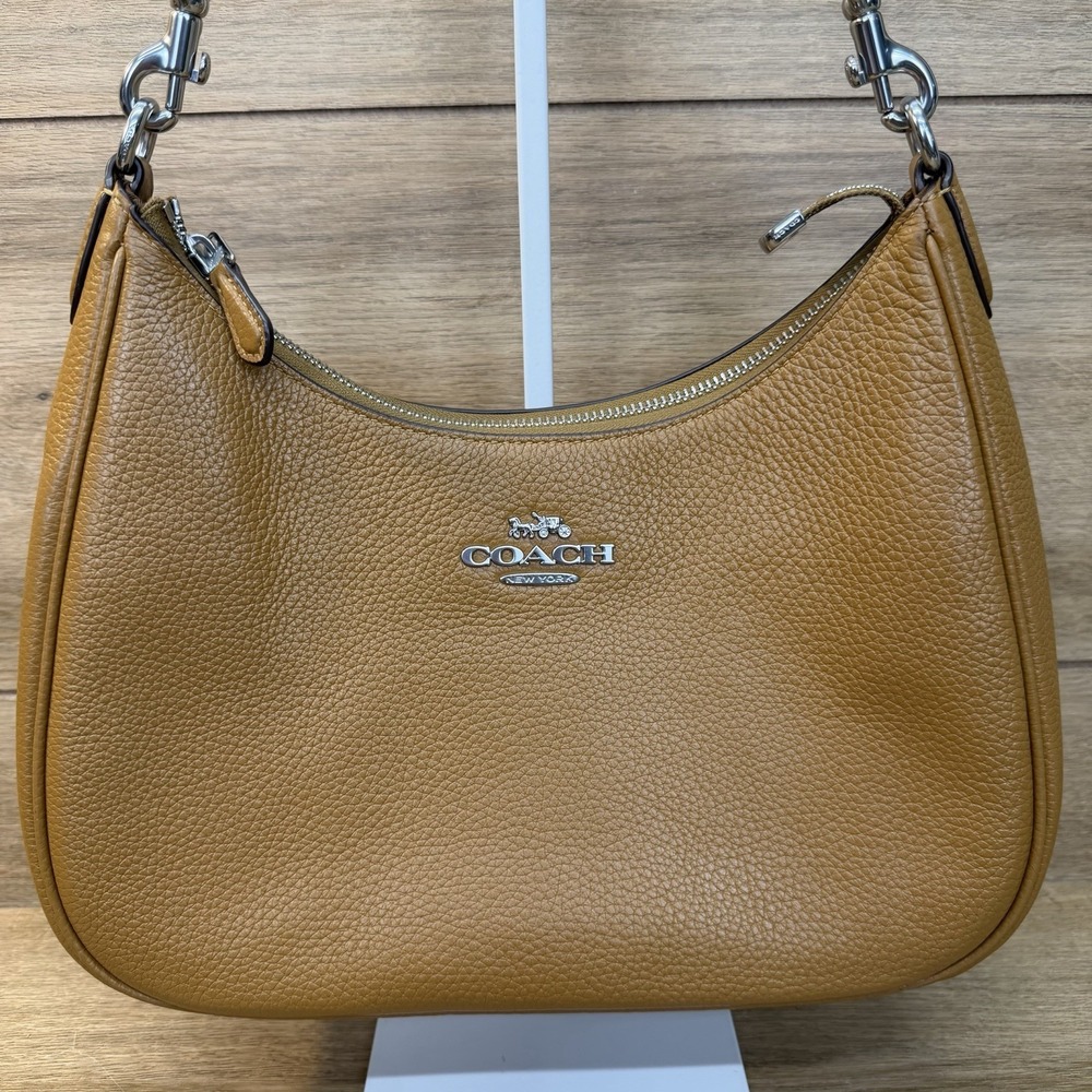 Coach Teri Hobo Shoulder Bag Light Saddle Brown Pebbled Leather CJ517 - Picture 2 of 16